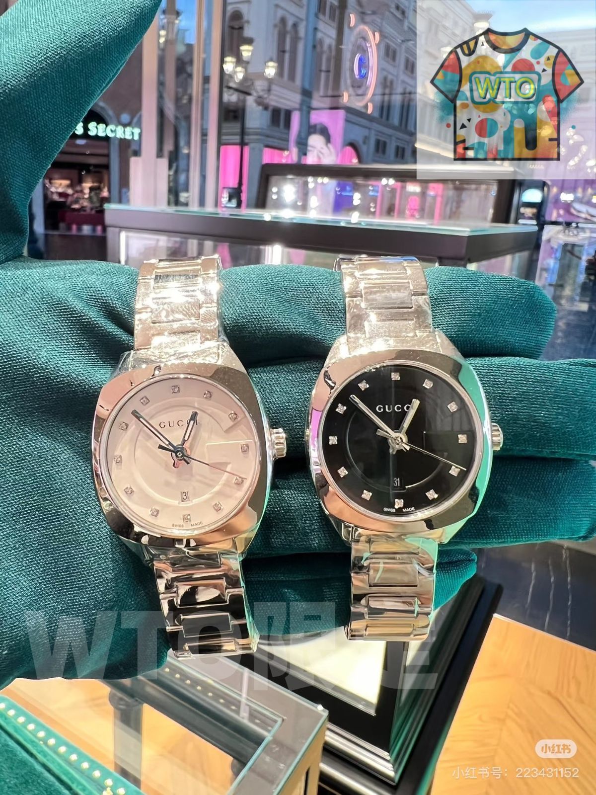 WTO通販 Gucci グッチ クラシック円方腕時計 12 個の小粒ダイヤモンドをはめ込んだ目盛り-WTO輸入-IZL66