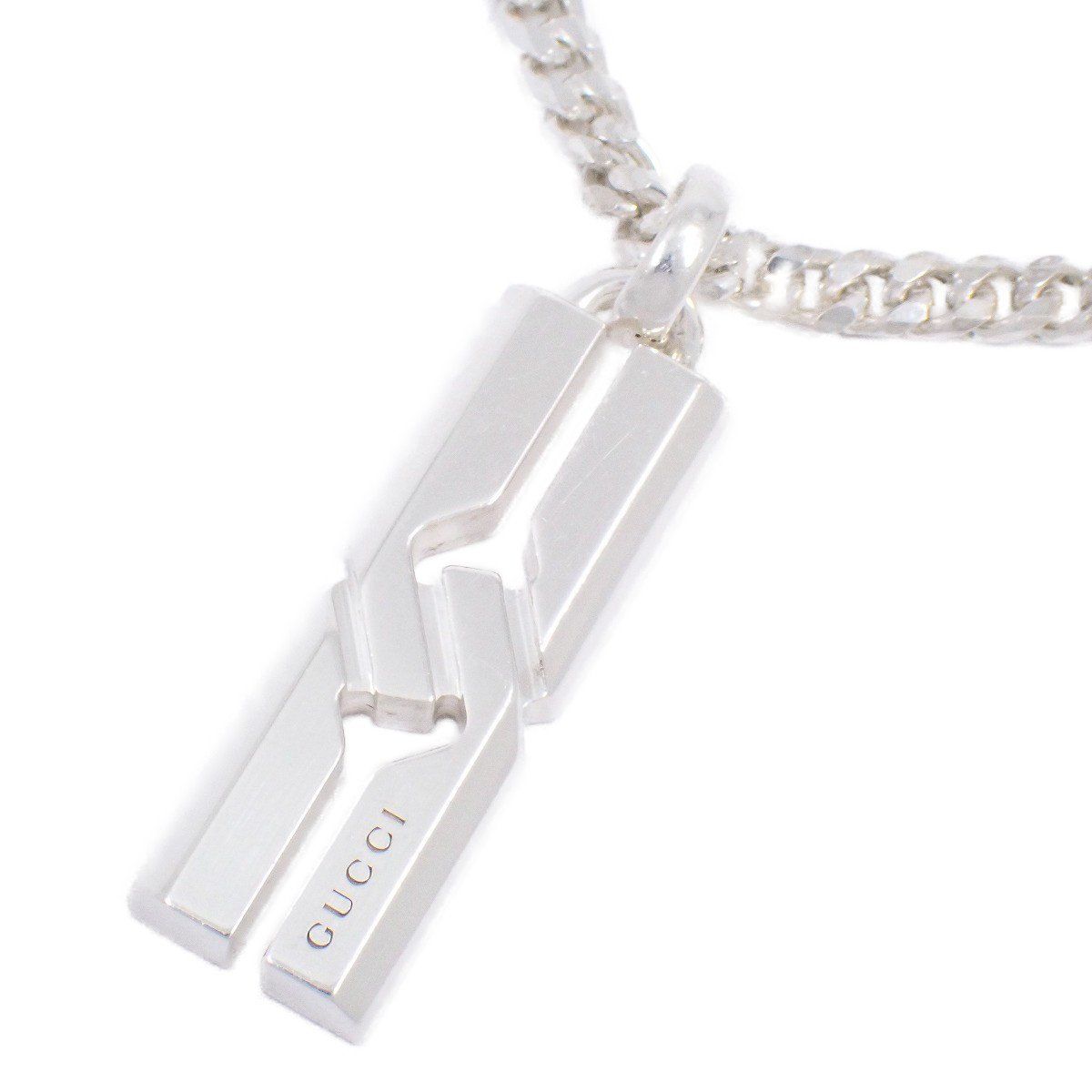 GUCCI グッチ ノット プレート 喜平チェーン ネックレス シルバー925