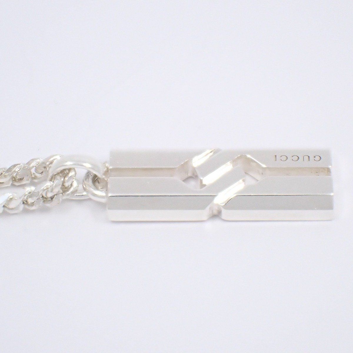 GUCCI グッチ ノット プレート 喜平チェーン ネックレス シルバー925