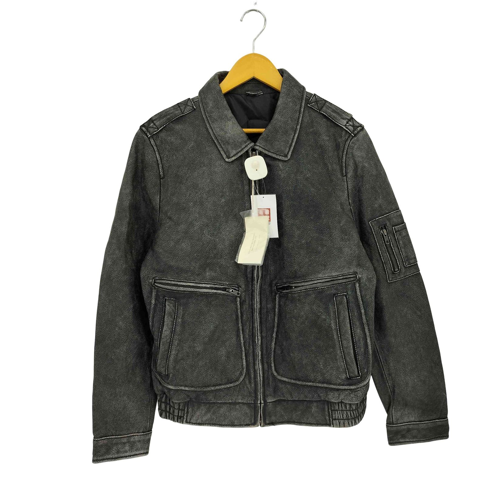 ユーズドフルギ 古着 Karaku RETRO COW マルチポケット ジップアップ カウレザー バイカー メンズ 3 XL