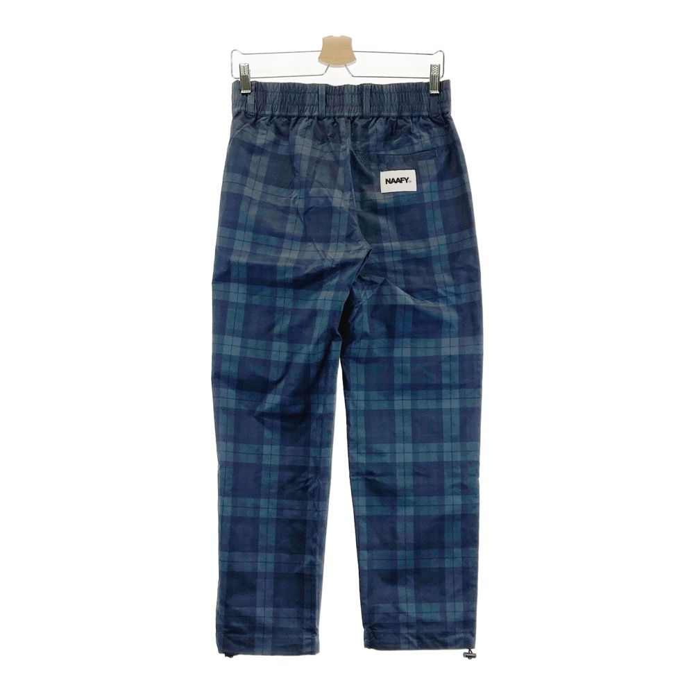 サイズ S NAAFY ナーフィー ストレッチ ナイロンパンツ チェック柄 ネイビー系 ゴルフウェア メンズ ストスト