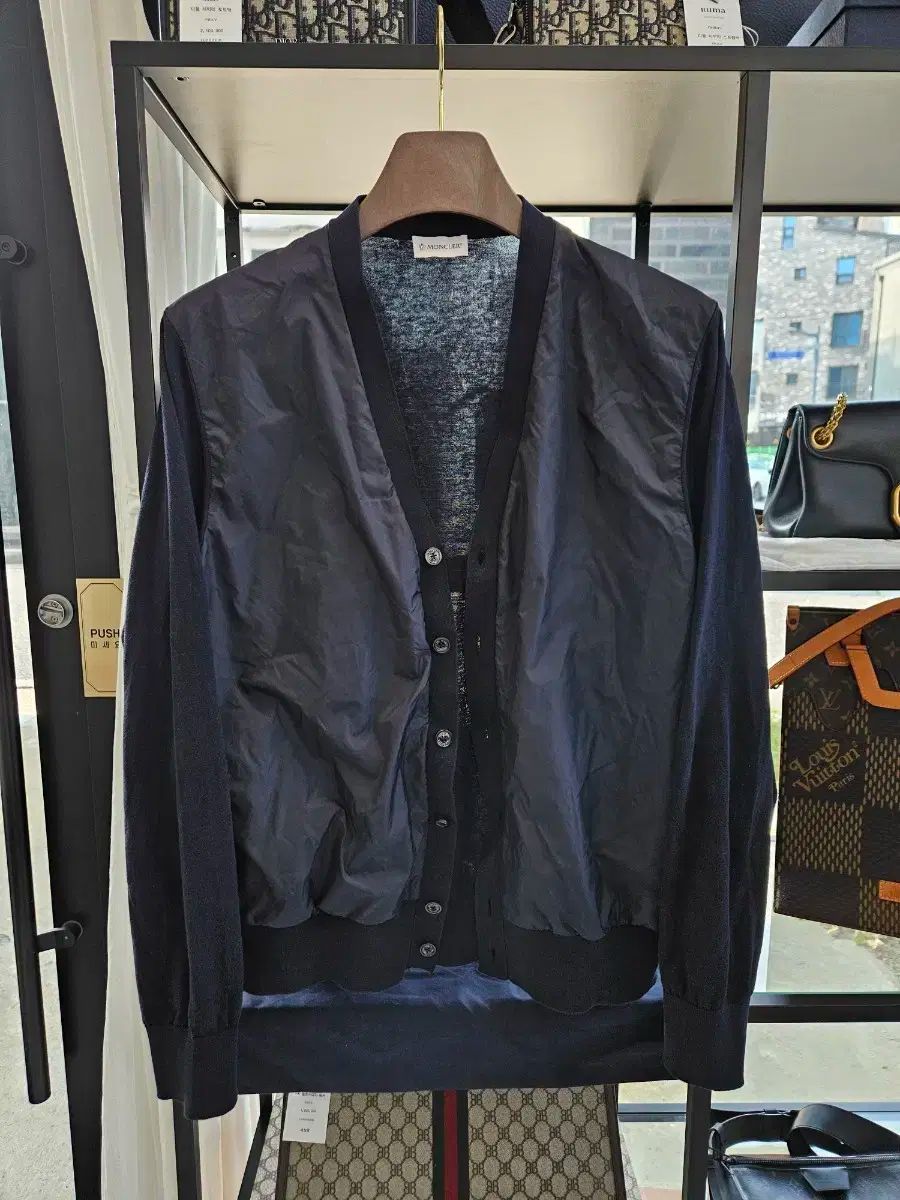 モンクレール ウール ダウン カーディガン ネイビー Lサイズ ニットカーディガン