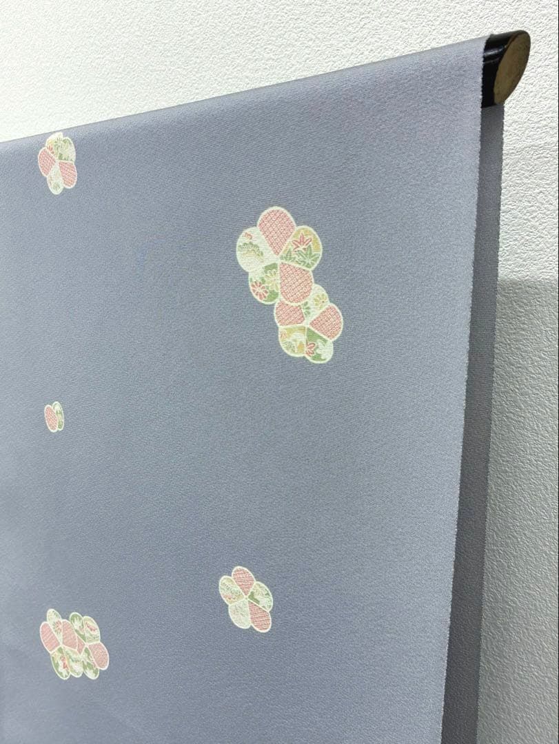  小紋 京友禅 丹後ちりめん 飛び柄 梅 反物 正絹 O 113 小紋 着物反物