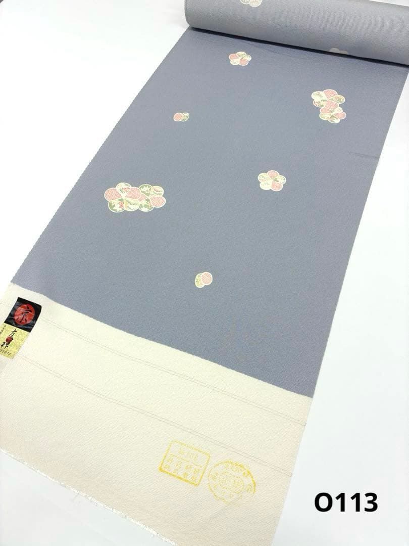 小紋 京友禅 丹後ちりめん 飛び柄 梅 反物 正絹 O 113