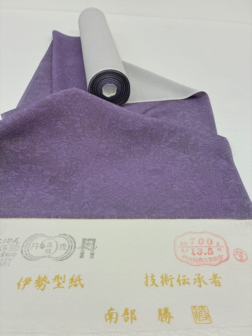 小紋 伊勢型紙 伝承者七代目 南部勝 丹後ちりめん 扇 橋 反物 正絹 O 111