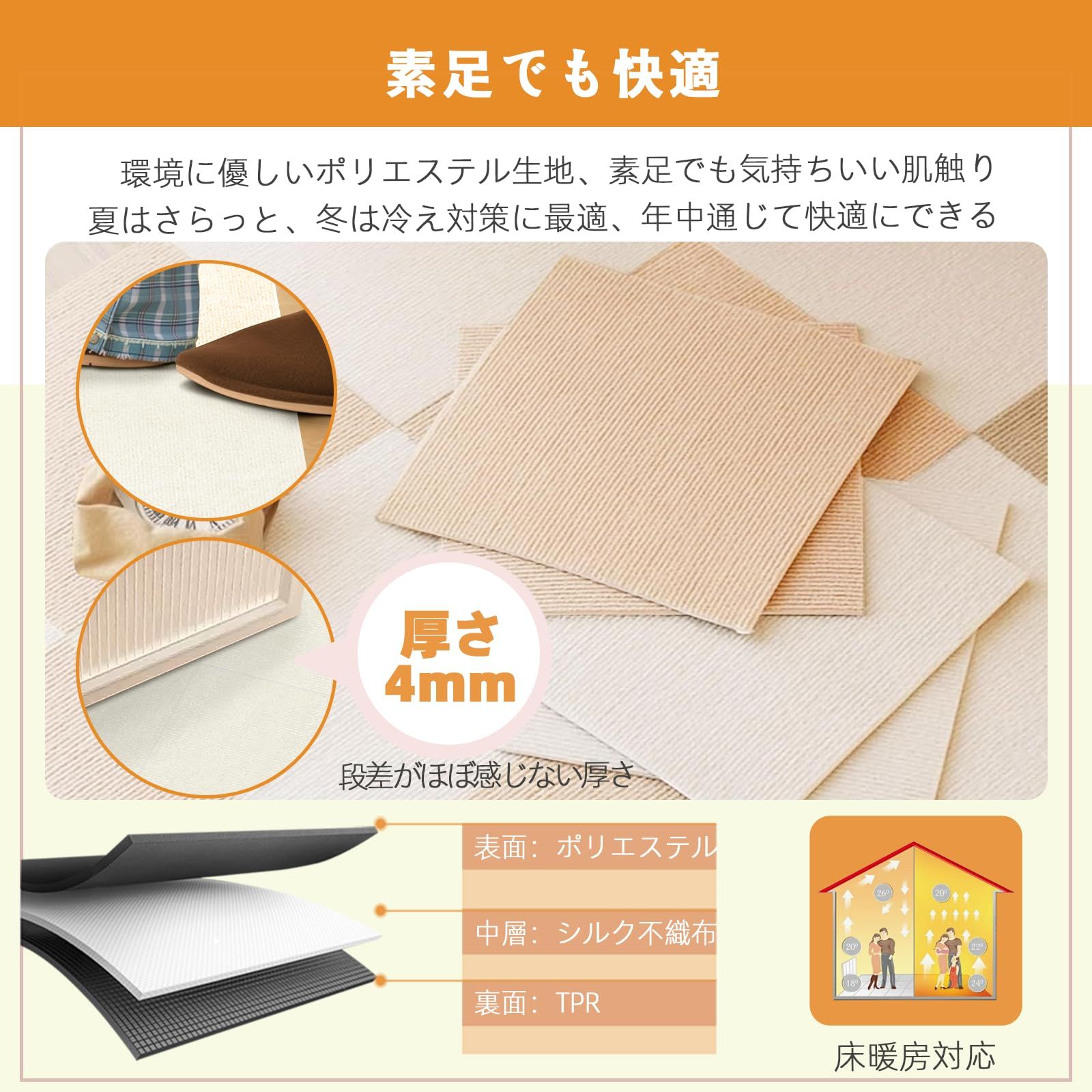 ジョイント マット フローリング カーペット 30x30cm 90枚 ジョイントマット フローリング タイルカーペット 30x30cm 90枚セット