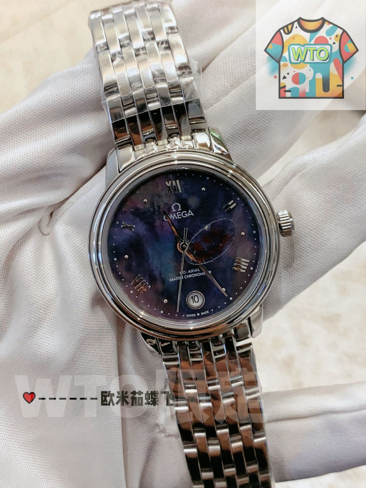 WTO通販 Omega オメガ デビューシリーズ ローマンローズゴールド文字と真珠母貝ダイヤル-WTO輸入-DWM 29