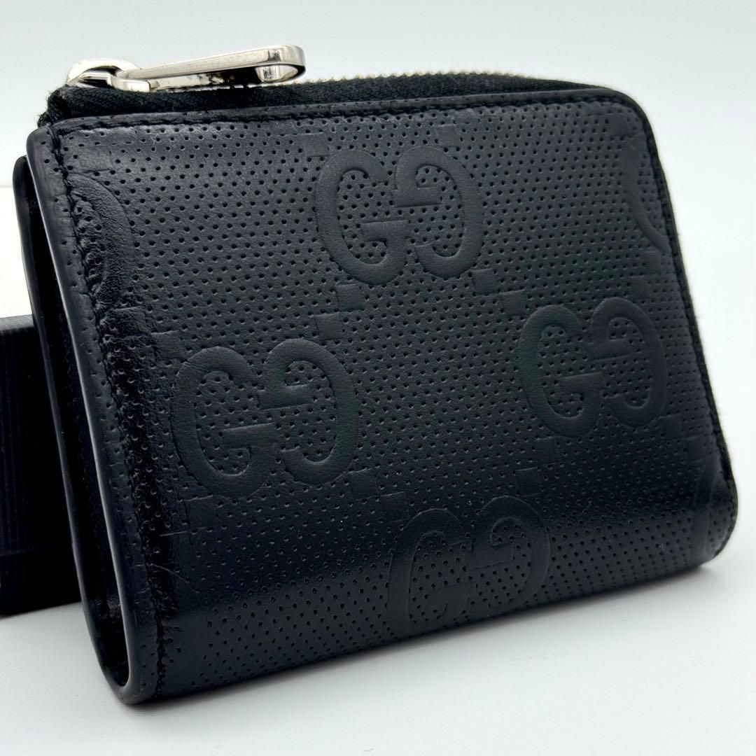 GUCCI グッチ コインケース GG エンボス 657571 ブラック 黒 L字ファスナー 小銭入れ 財布