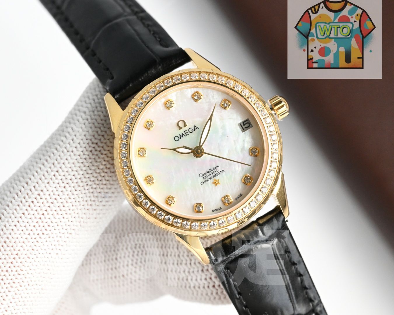 今日 Omega オメガ レディースジュエルリーシリーズ 真珠母貝ダイヤル