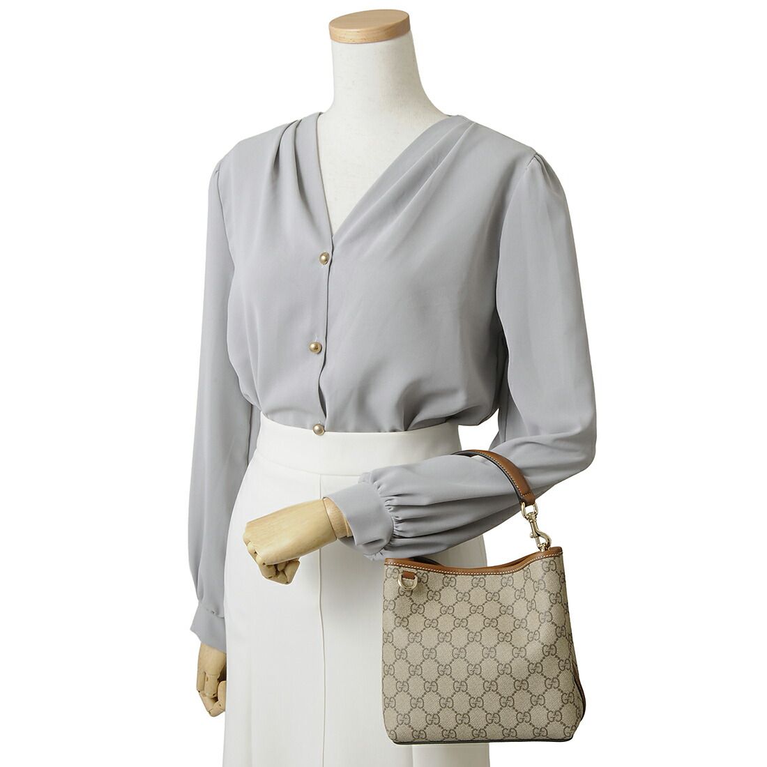  GUCCI グッチ ハンドバッグ レディース ベージュ GG EMBLEM ハンドバッグ バッグ