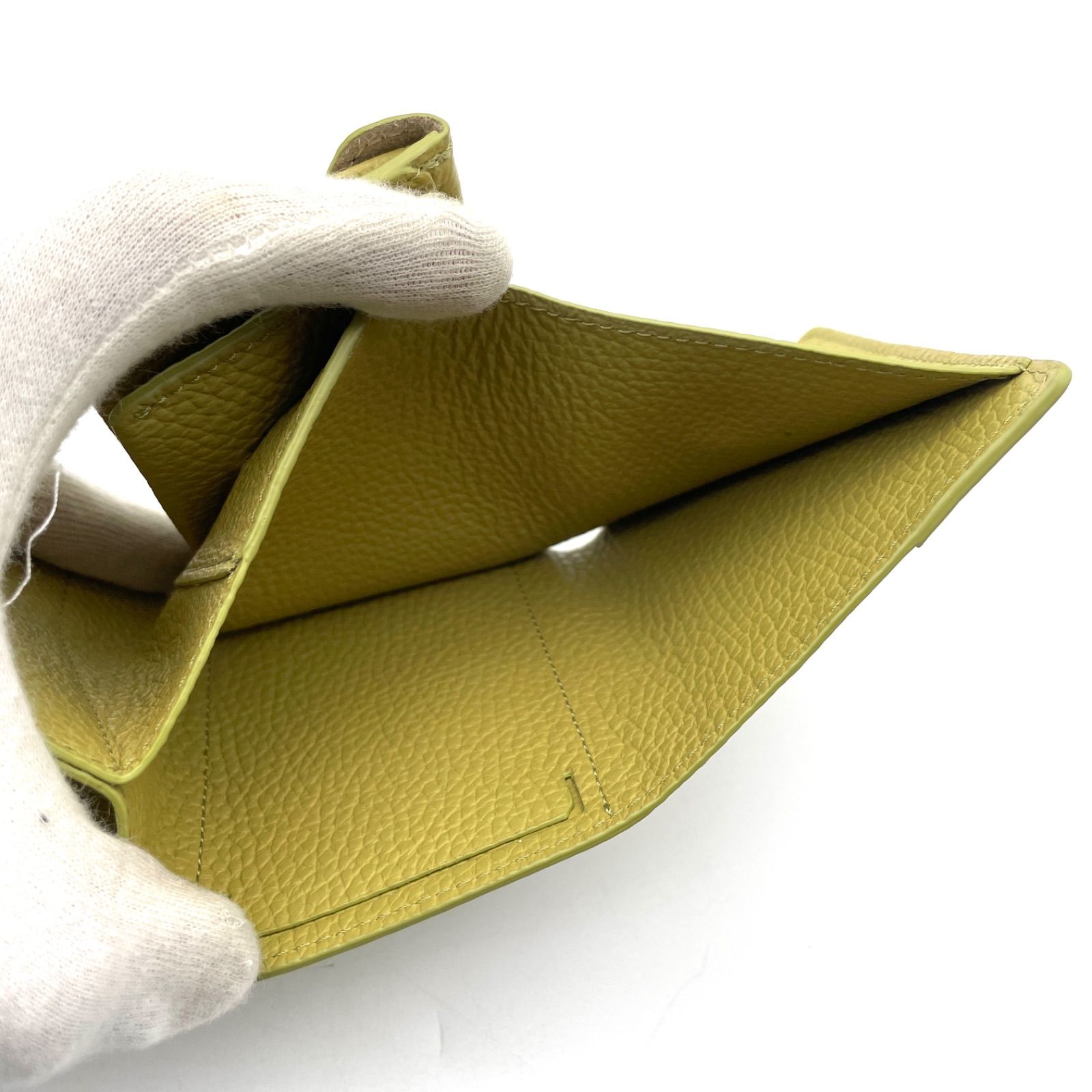 美品★ハースケジュール　トランクミニウォレット　ピスタチオ 三つ折り財布　箱付き Her Schedule ハースケジュール trunk mini wallet トランク ミニ