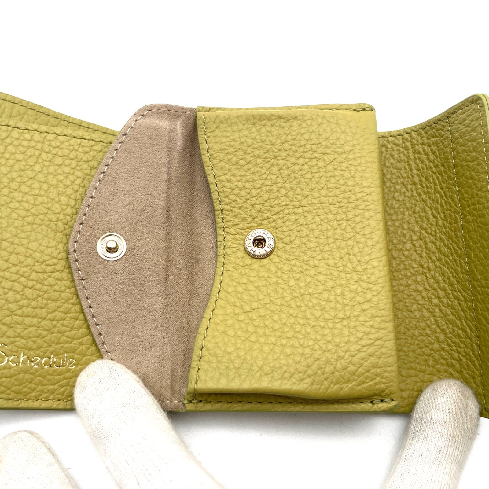 美品★ハースケジュール　トランクミニウォレット　ピスタチオ 三つ折り財布　箱付き 楽天市場】【HerSchedule】trunk mini wallet トランク ミニウォレット