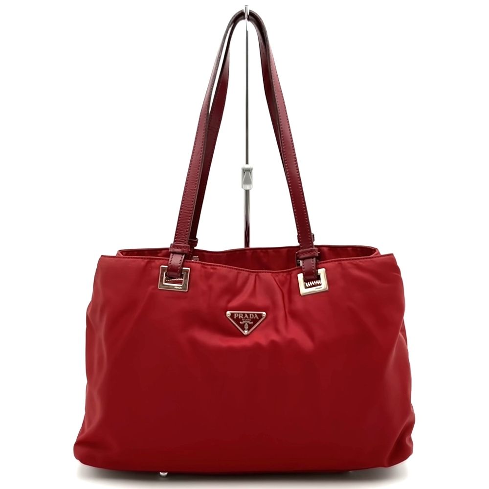PRADA プラダ トートバッグ ハンドバッグ ナイロン レザー レッド レディース メンズ ヴィンテージ ファッション プレゼント