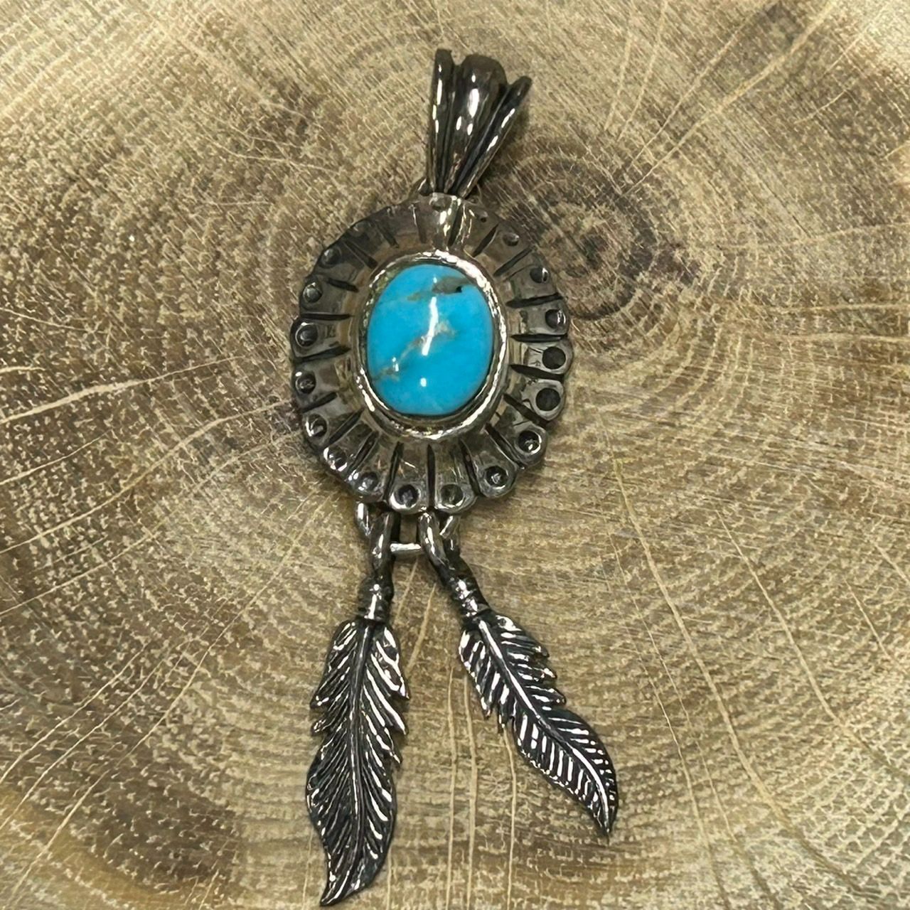 Silver925 シルバー ターコイズ フェザー ペンダントトップ - メルカリ