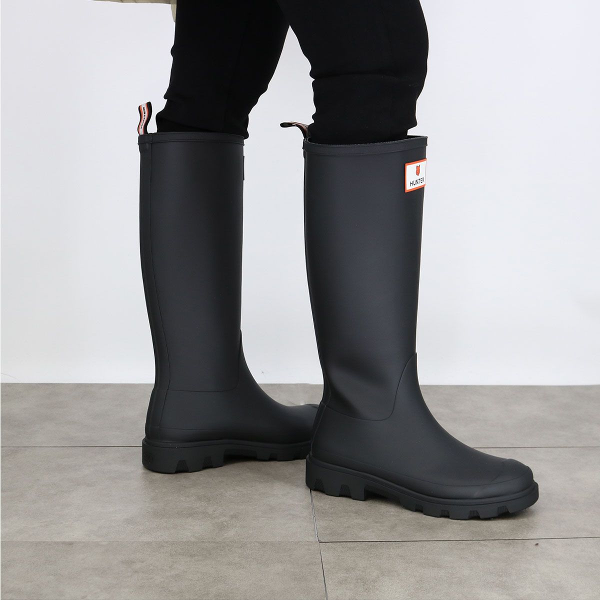 MAISON KITSUNE×HUNTER メゾンキツネ×ハンター コラボ レインブーツ DOWNPOUR TALL BOOTS ダウンポア トールブーツ ロングブーツ 長靴 ロゴラバーパッチ 防水 フォックスロゴ ブランド