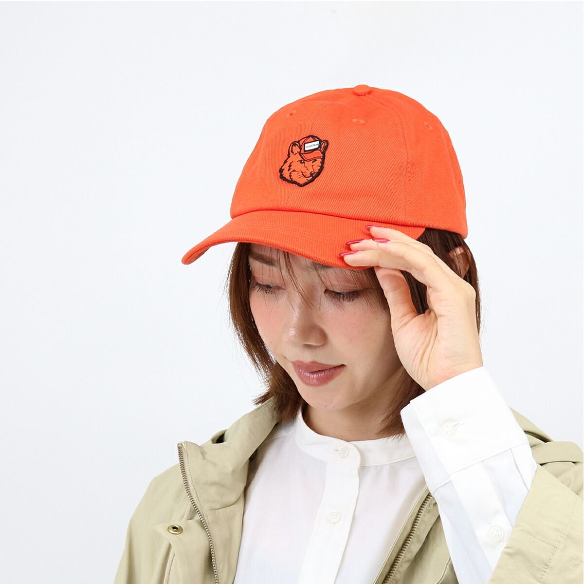 MAISON KITSUNE×HUNTER メゾンキツネ×ハンター コラボ ロゴキャップ FOX HEAD CAP 帽子 ベースボールキャップ フォックスヘッドロゴパッチ レディース メンズ ユニセックス アウトドア
