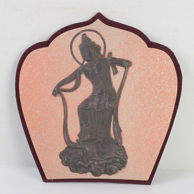 仏教美術　古銅　宇治平等院　雲中供養菩薩像　仏像　壁掛　共箱　C　5060 仏教美術 古銅 宇治平等院 雲中供養菩薩像 仏像 壁掛 共箱 C S271