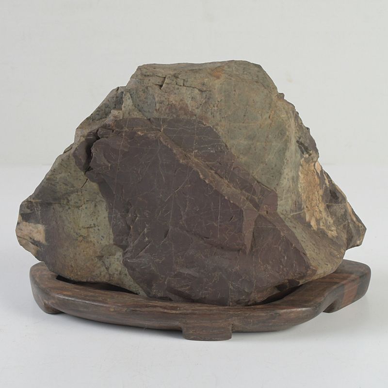 鑑賞石 天然石 菊花石 置物 重さ約 1694g 唐木台付 N S272 - メルカリ