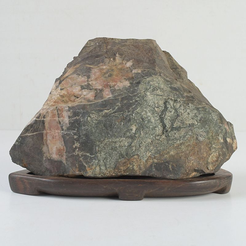 鑑賞石 天然石 菊花石 置物 重さ約 1694g 唐木台付 N S272 - メルカリ