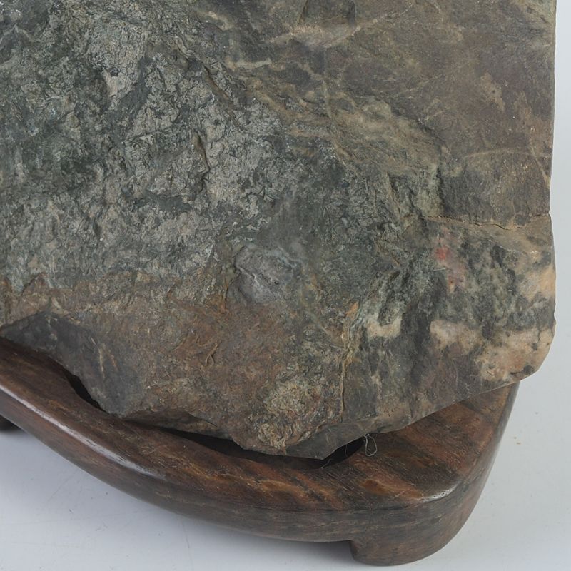 天然石 鑑賞石 置物 重さ約15kg 唐木台付 V R6517F 鑑賞石 天然石 菊花