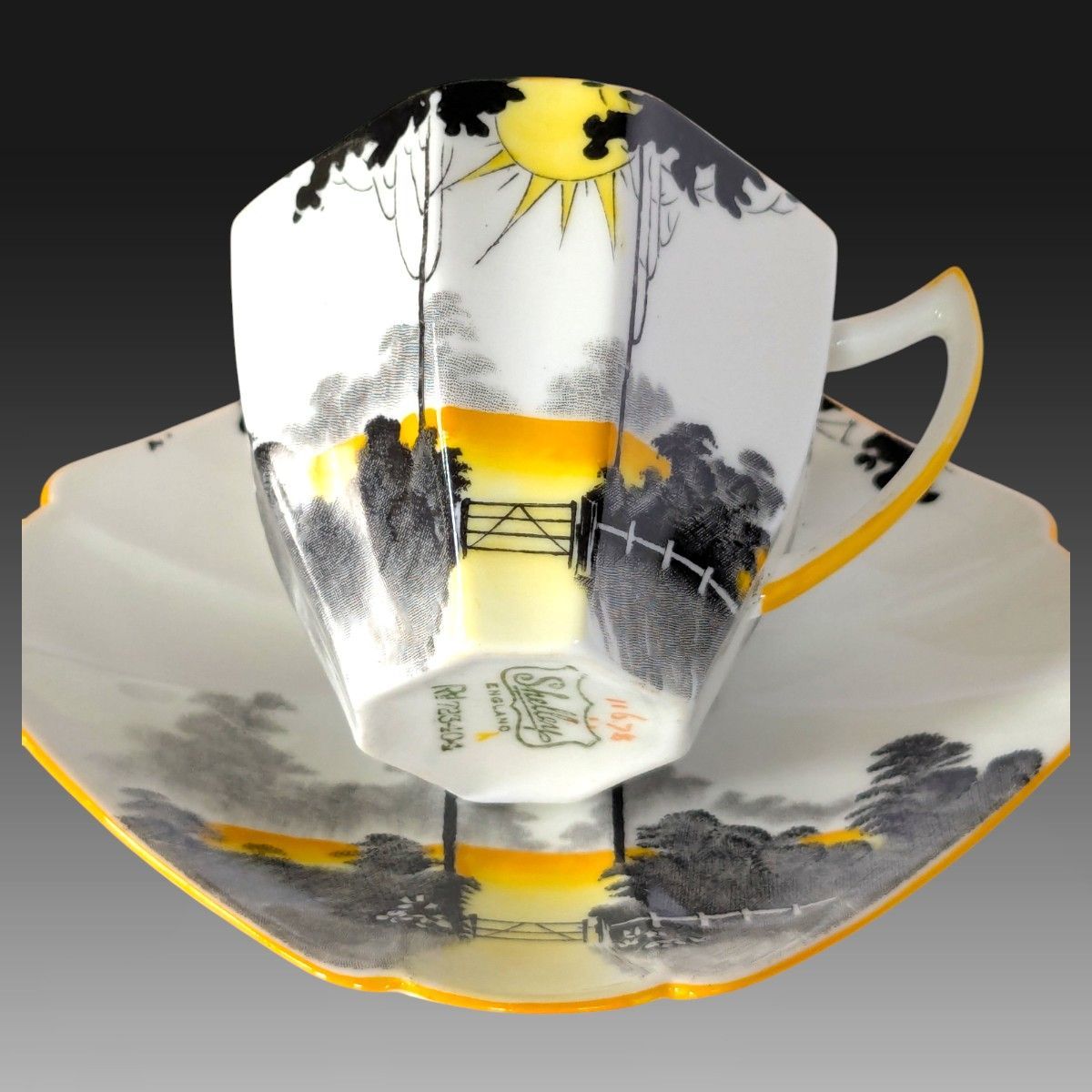 【X'masセール】アールデコ プレート 英国 Shelley 製 希少美品】Shelley シェリー サンライズ Sunrise 購入 and Tall Trees