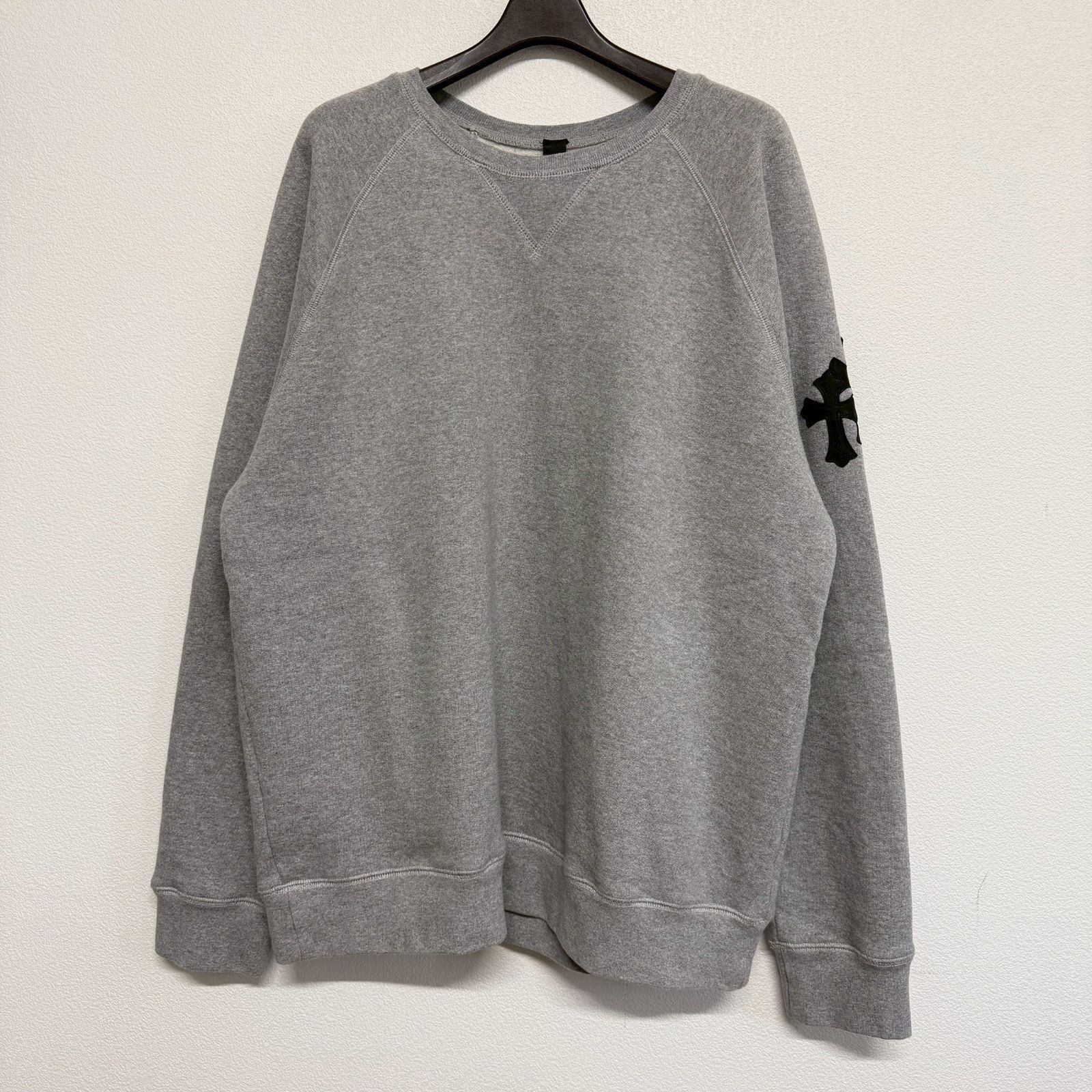 CHROME HEARTS Y NOT クロムハーツ ワイノット クロスパッチ グレー 長袖 スウェット トレーナー トップス メンズ レディース XLサイズ