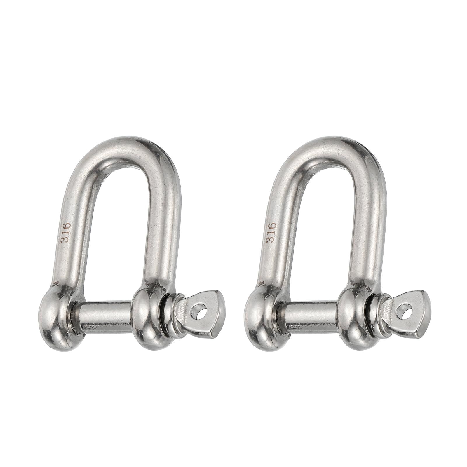 PATIKIL スクリューピンシャックル 10mm 3/8 1100lb 2個 316ステンレス 