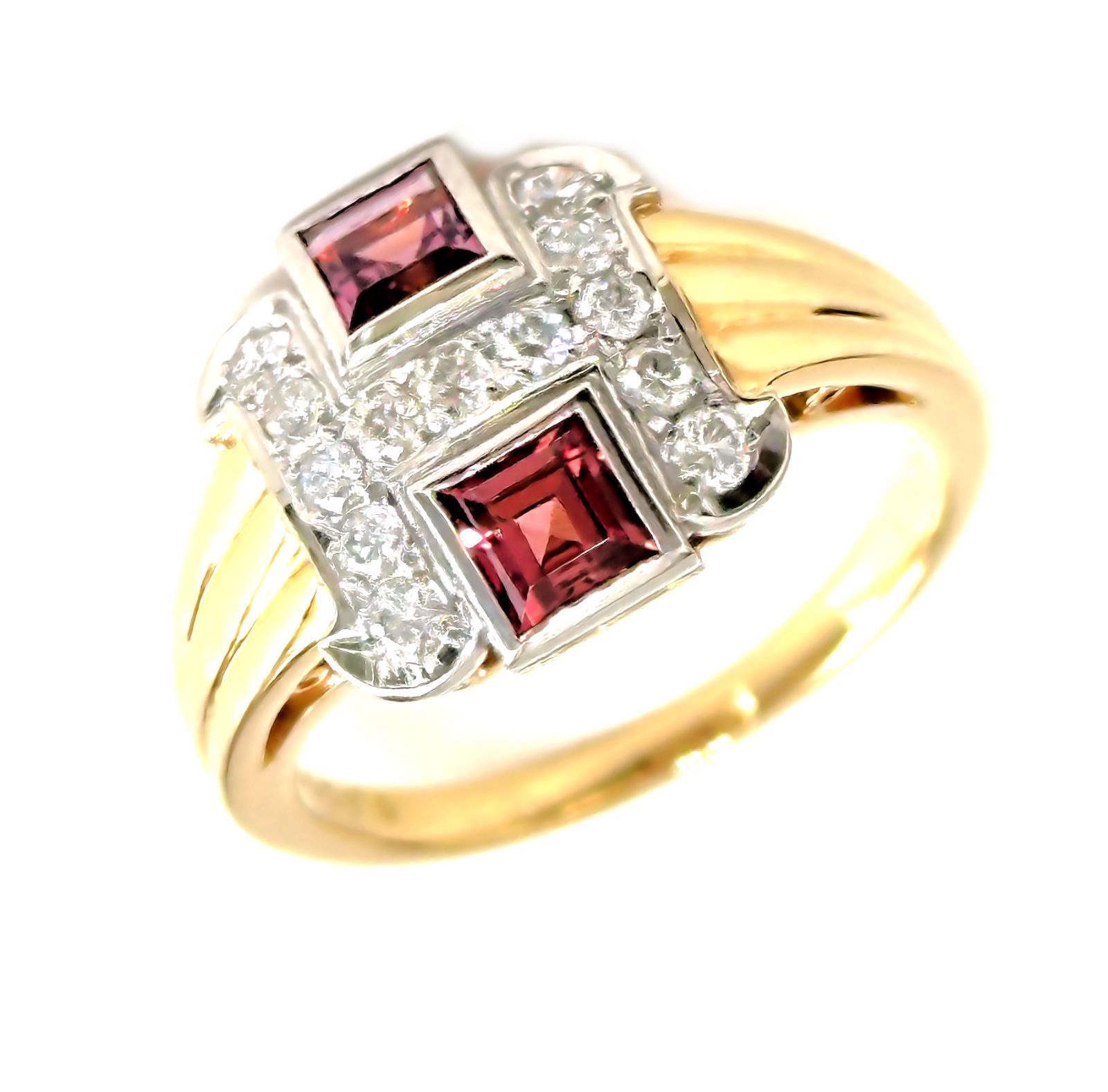 美品 MIKIMOTO ミキモト K18 YG パヴェ ダイヤモンド リング