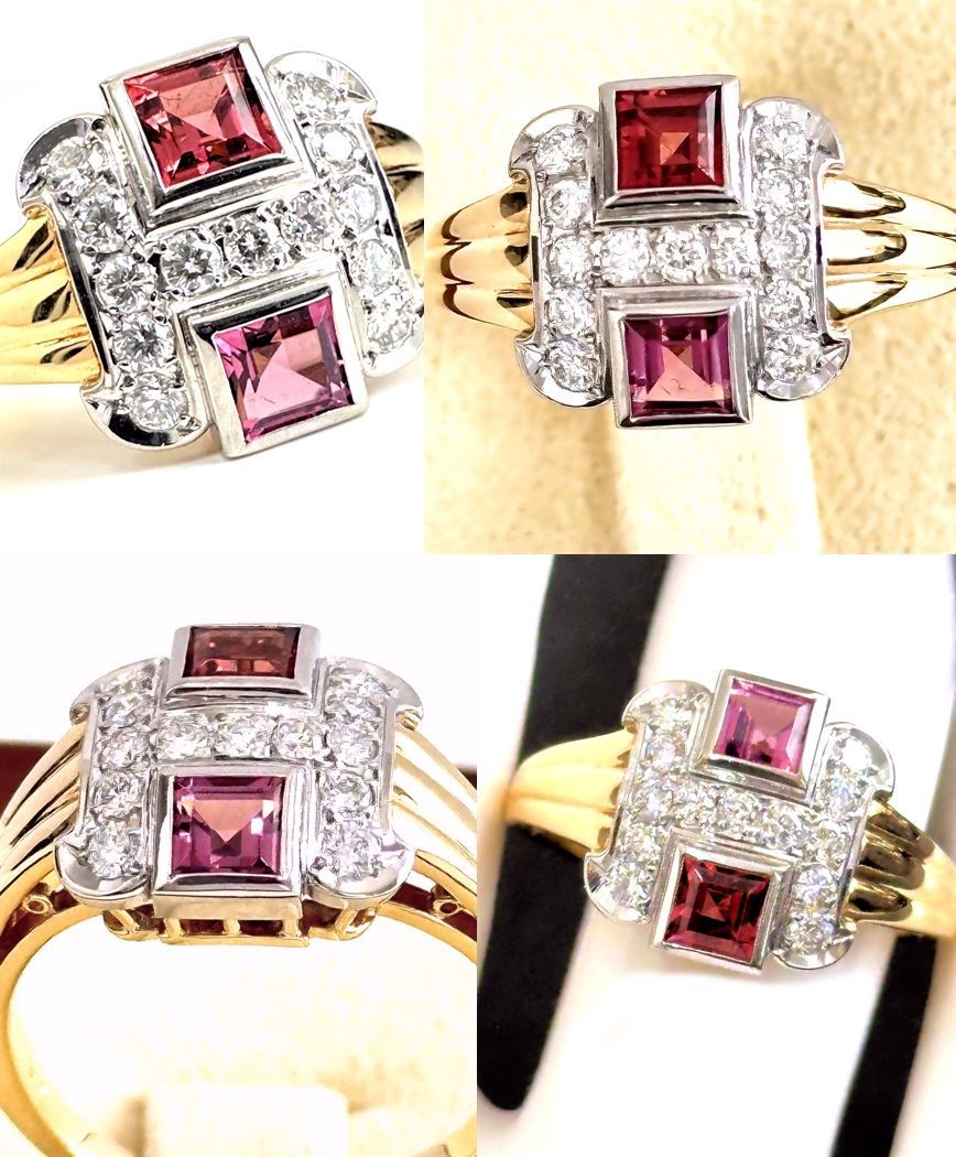 美品 MIKIMOTO ミキモト K18 YG パヴェ ダイヤモンド リング