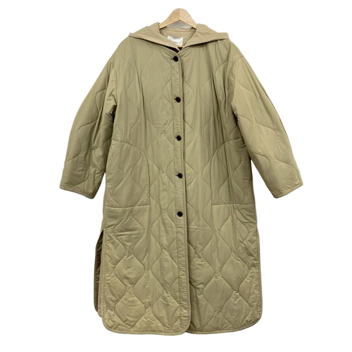 MANOF マノフ コート サイズS レディース - ベージュ 長袖 ロング丈 キルティング着脱可 秋 冬