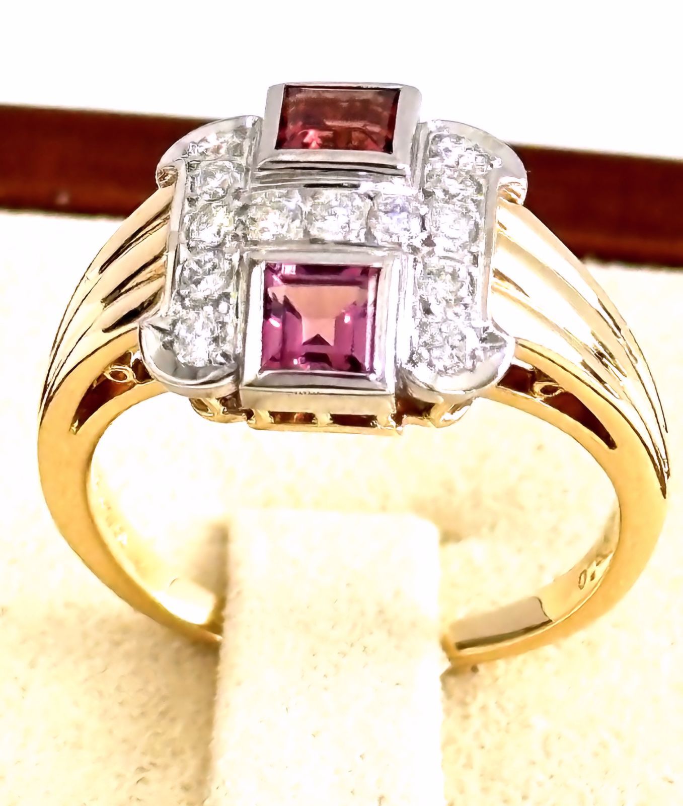 美品 MIKIMOTO ミキモト K18 YG パヴェ ダイヤモンド リング