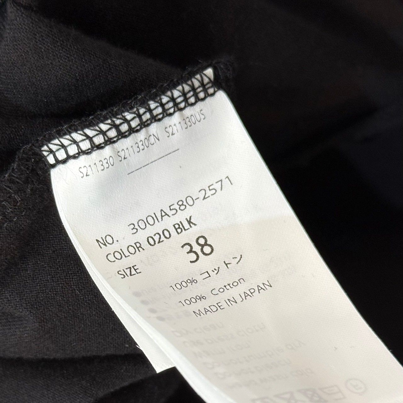  ENFOLD エンフォルド 25 AW CURVE- T-SHIRT カーブシルエットTシャツ -2571 38 ブラック 15019 半袖(Tシャツ) Tシャツ カットソー