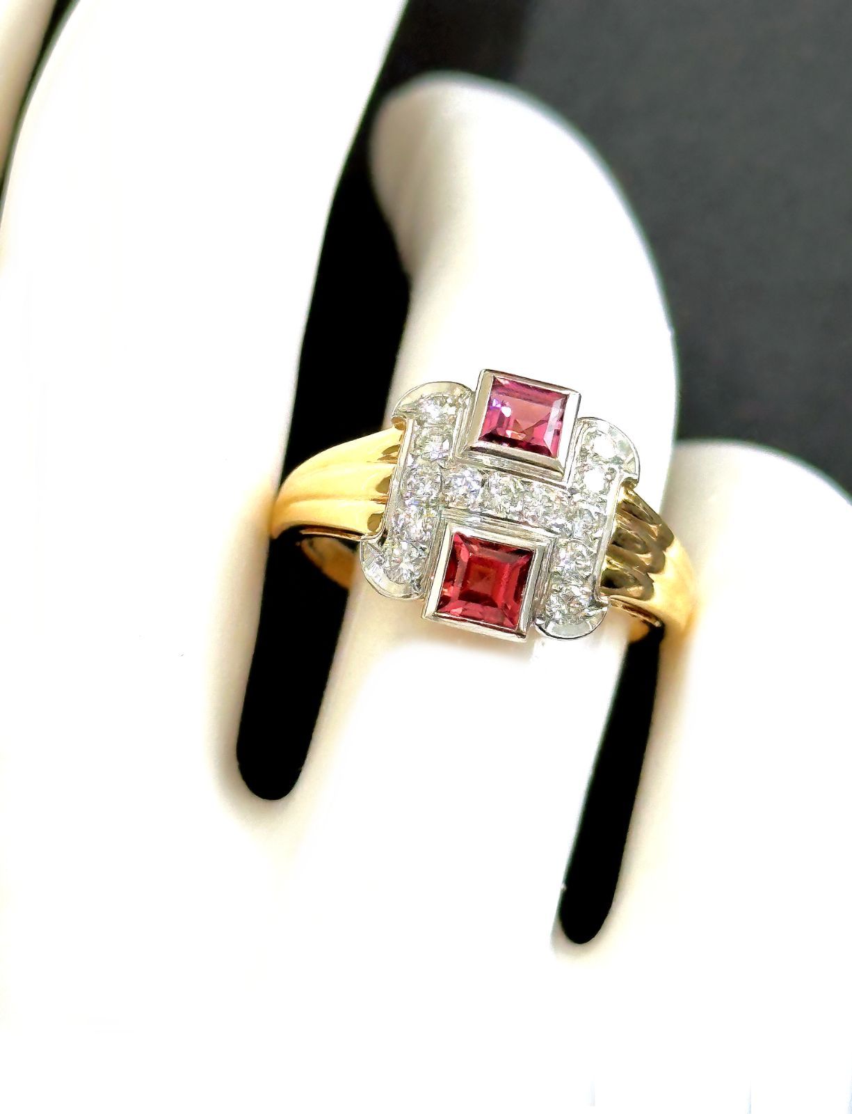 美品 MIKIMOTO ミキモト K18 YG パヴェ ダイヤモンド リング