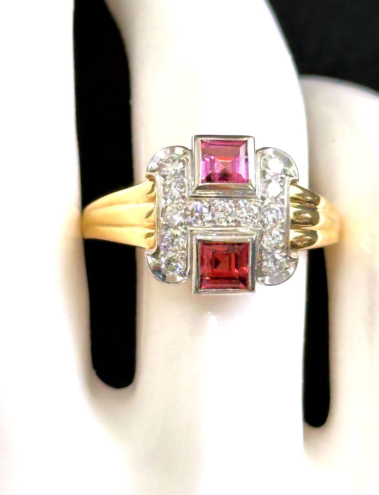 美品 ミキモト ロードライトガーネット パール ダイヤ リング K18 希少 金 美品 ミキモト ロードライトガーネット パール ダイヤ リング K18 希少 金