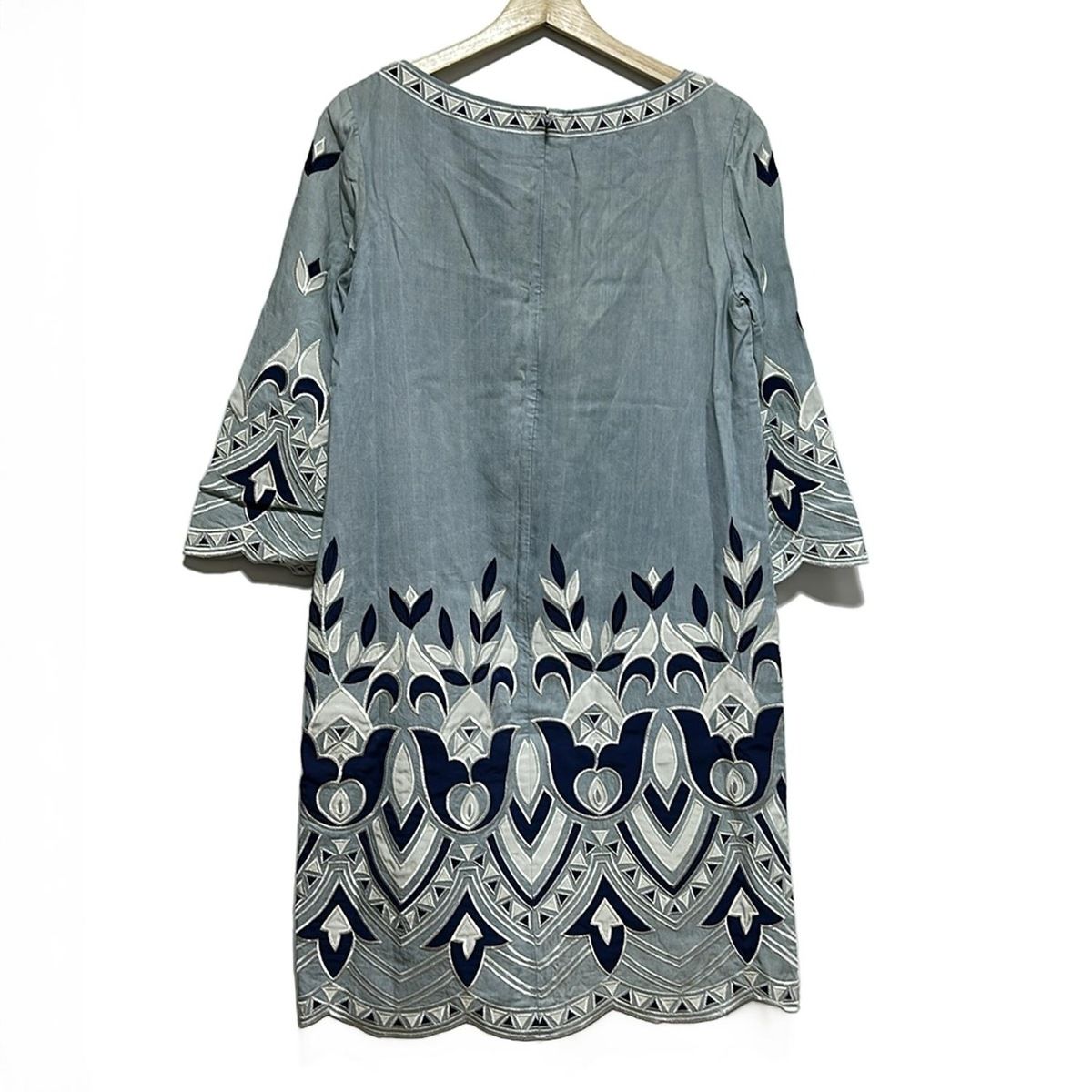 Diagram GRACE ダイアグラム ワンピース サイズ38 M レディース - ライトブルー×ネイビー×白 長袖 ロング