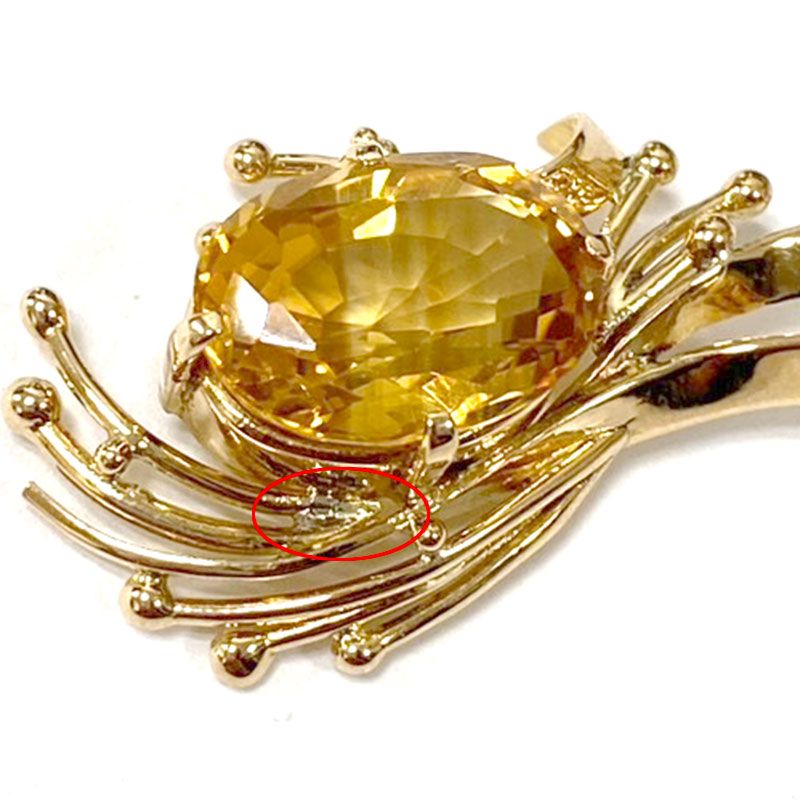  シトリンペンダントトップ K 18 YG 天然クォーツ イエローゴールド チャーム アクセサリー