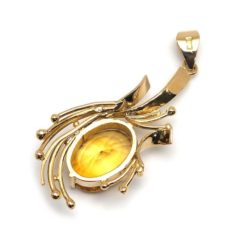シトリンペンダントトップ K 18 YG 天然クォーツ イエローゴールド