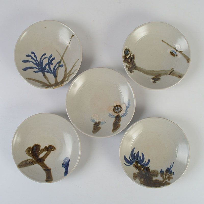 京焼 清水焼 清水七兵衛造 青華染付 山水花鳥文 盃 F R5157 京焼