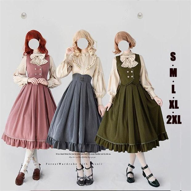ロリータ スカート レディース ロング ジャンスカ lolita cla フ ベスト クラロリ レトロロングスカートドレス