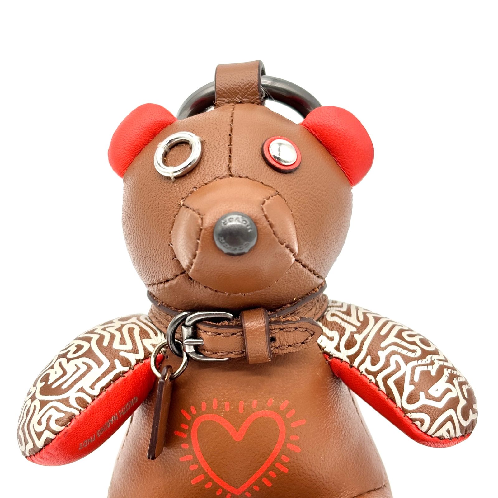 COACH コーチ Keith Haiing キースヘリング コラボ ベア くま キーホルダー チャーム レザー レディース ブラウン