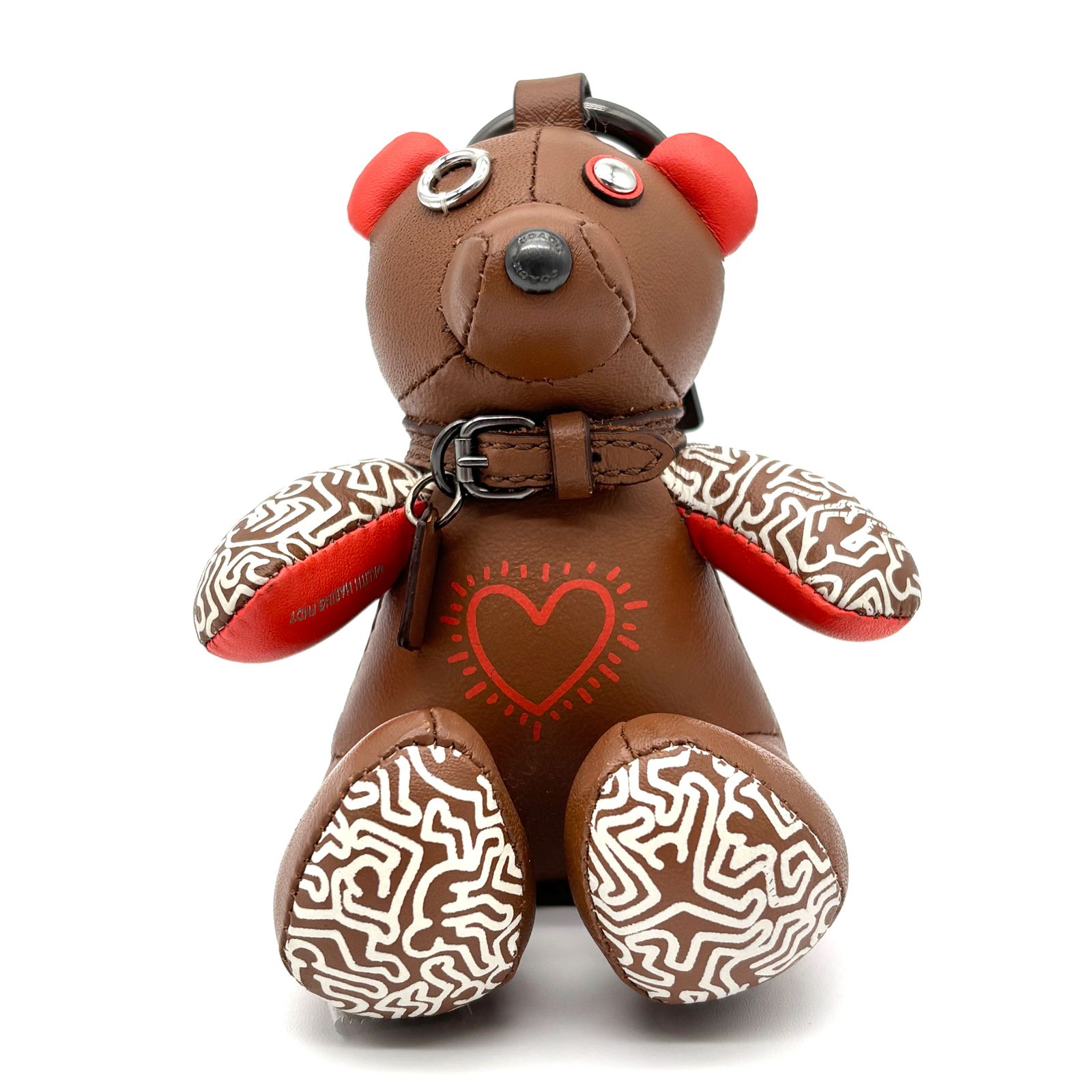 COACH コーチ Keith Haiing キースヘリング コラボ ベア くま キーホルダー チャーム レザー レディース ブラウン