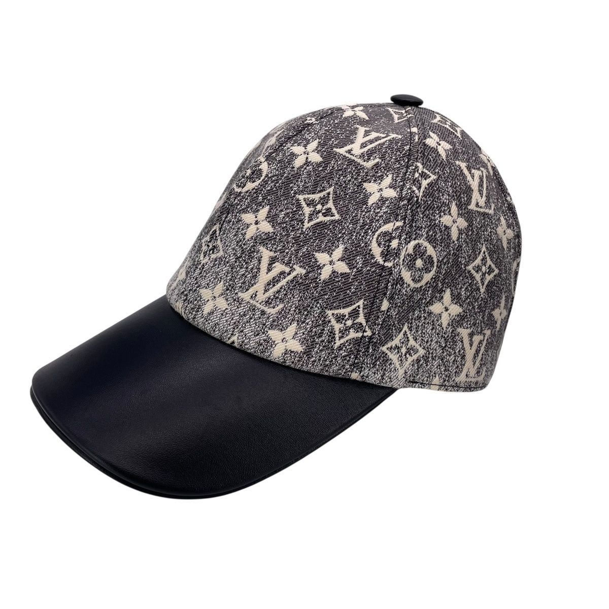 LOUIS VUITTON ルイ ヴィトン キャップ モノグラムジャガード Mサイズ 帽子 黒白 コットン 25019565 AT