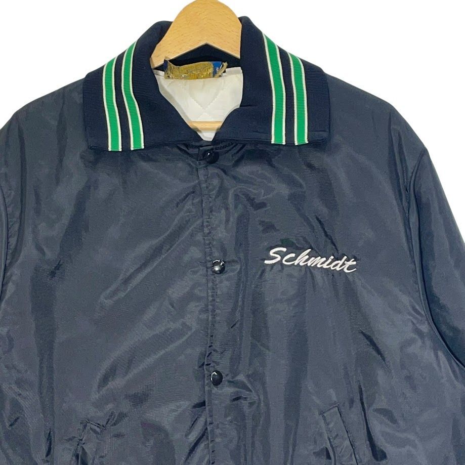 AWARD USA ナイロンスタジャン 90年代 90’s ヴィンテージ アウター ブルゾン フロント刺繍 バック刺繡 Lサイズ ブラック グリーン