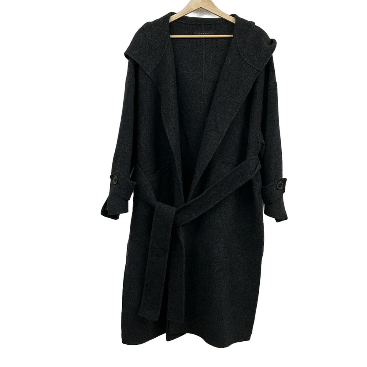 SACRA サクラ コート サイズ38 M レディース ダークグレー 長袖 ベルト付き 冬