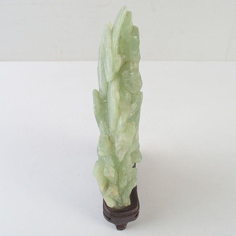 中国 玉石岫玉彫刻 寿老人像 置物 唐木台付 C S280 - メルカリ