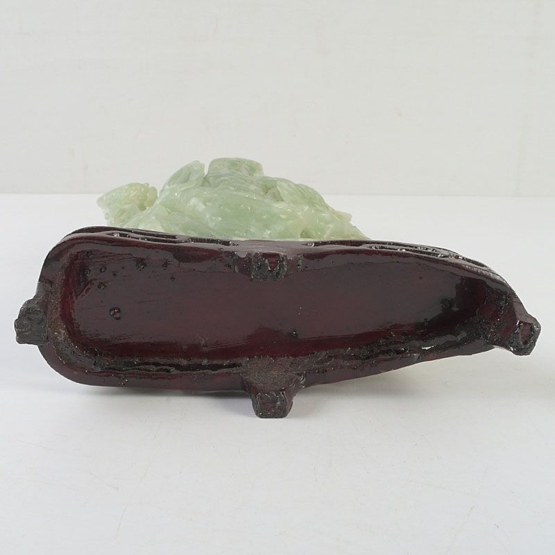 中国 玉石岫玉彫刻 寿老人像 置物 唐木台付 C S280 - メルカリ