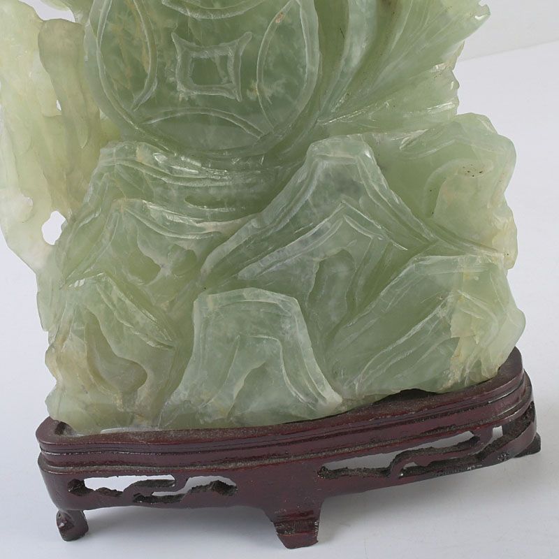 中国 玉石岫玉彫刻 寿老人像 置物 唐木台付 C S280 - メルカリ