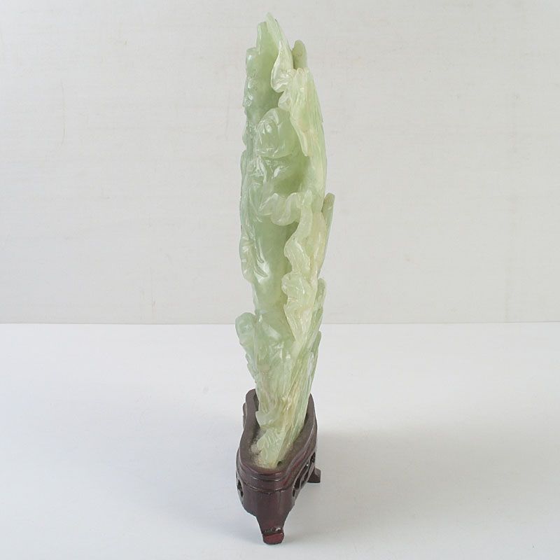 中国 玉石岫玉彫刻 寿老人像 置物 唐木台付 C S280 - メルカリ