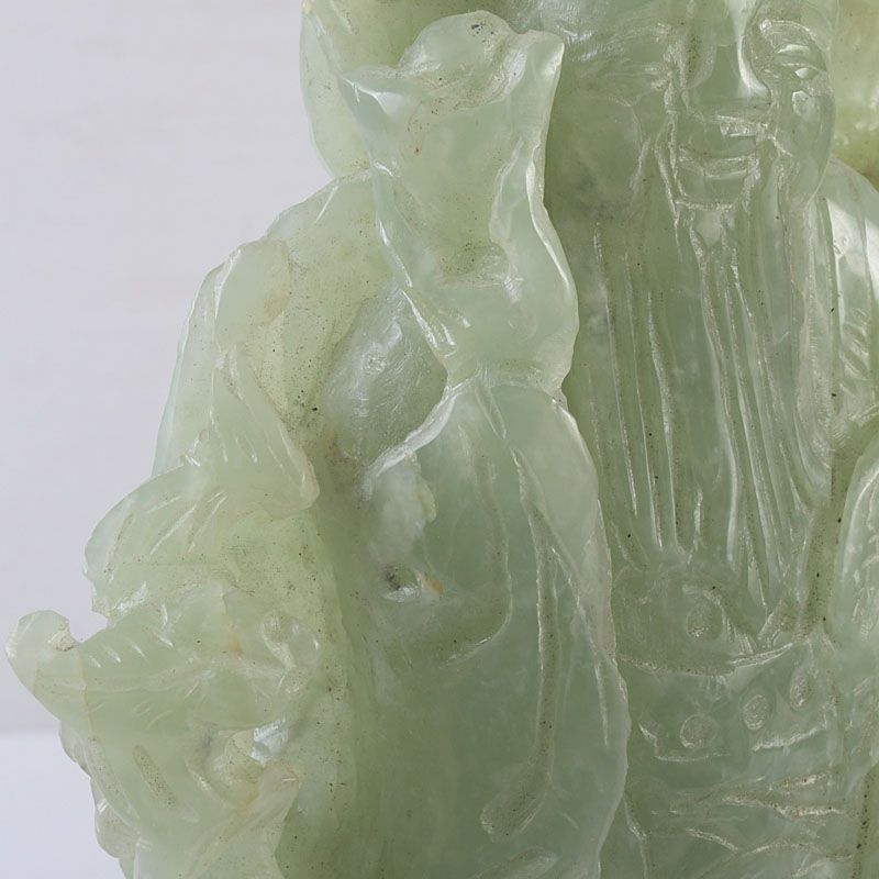 中国 玉石岫玉彫刻 寿老人像 置物 唐木台付 C S280 - メルカリ