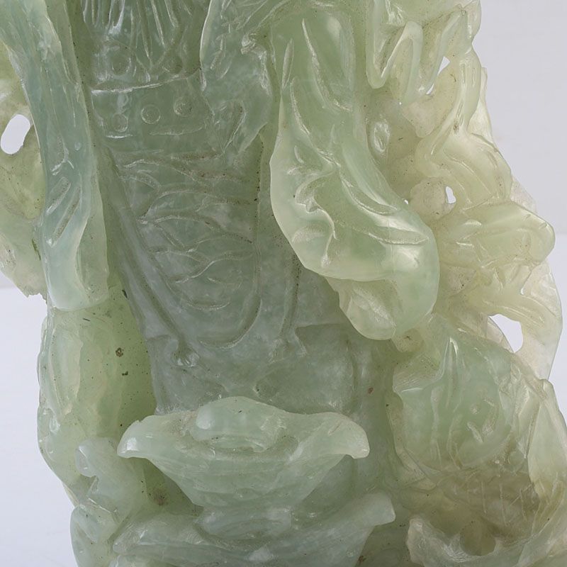 中国 玉石岫玉彫刻 寿老人像 置物 唐木台付 C S280 - メルカリ